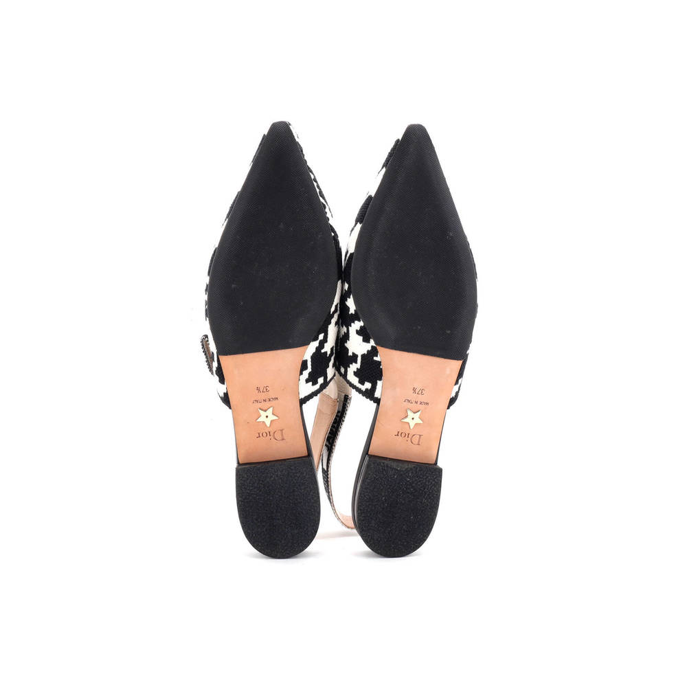 Christian Dior Women's J'adior Slingback Flats Houndstooth Embroidered Cotton - Picture 4 of 6